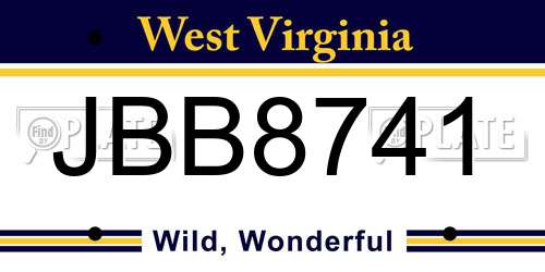 JBB8741 West Virginia License Plate