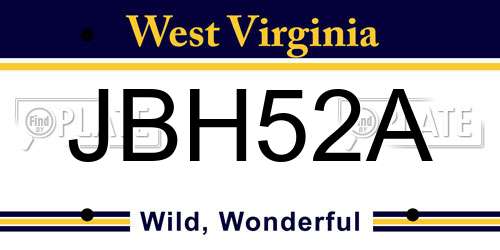 JBH52A West Virginia License Plate