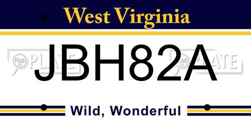JBH82A West Virginia License Plate