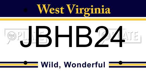 JBHB24 West Virginia License Plate