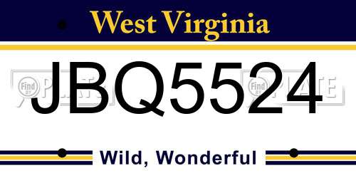 JBQ5524 West Virginia License Plate