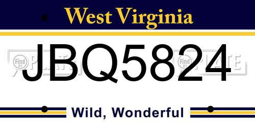 JBQ5824 West Virginia License Plate