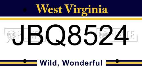 JBQ8524 West Virginia License Plate