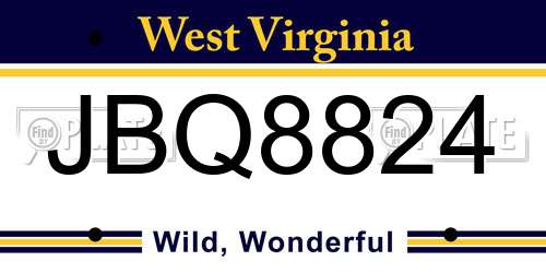 JBQ8824 West Virginia License Plate