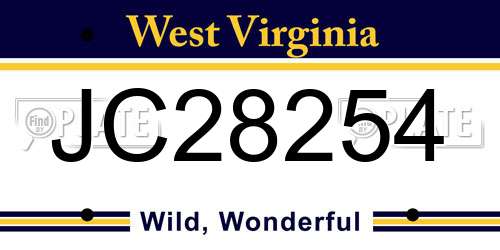 JC28254 West Virginia License Plate
