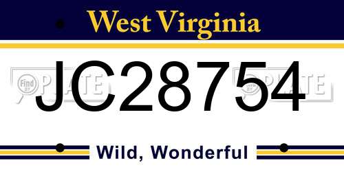 JC28754 West Virginia License Plate