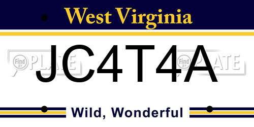 JC4T4A West Virginia License Plate