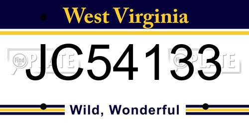 JC54133 West Virginia License Plate