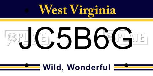 JC5B6G West Virginia License Plate