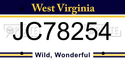 JC78254 West Virginia License Plate