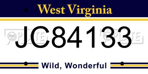 JC84133 West Virginia License Plate