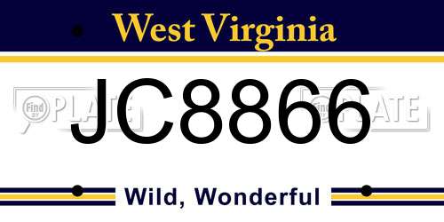 JC8866 West Virginia License Plate