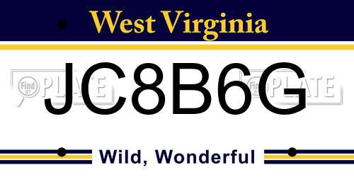 JC8B6G West Virginia License Plate