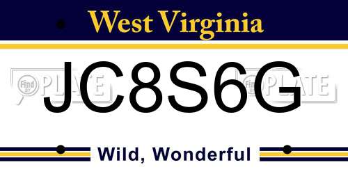 JC8S6G West Virginia License Plate