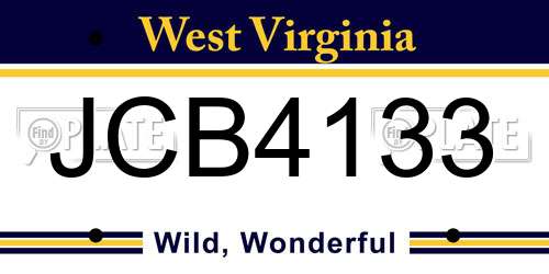 JCB4133 West Virginia License Plate