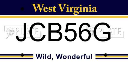 JCB56G West Virginia License Plate
