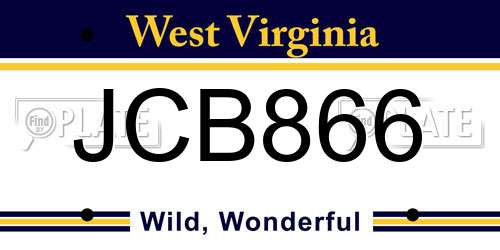 JCB866 West Virginia License Plate