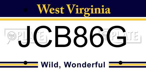 JCB86G West Virginia License Plate