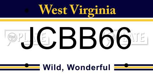 JCBB66 West Virginia License Plate