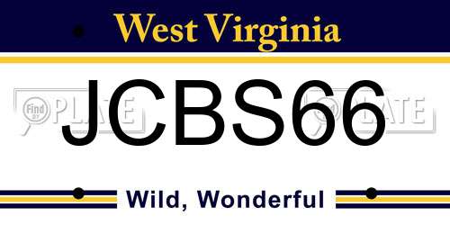 JCBS66 West Virginia License Plate