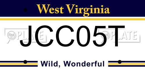 JCC05T West Virginia License Plate