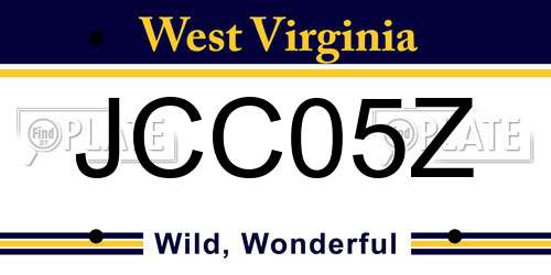 JCC05Z West Virginia License Plate