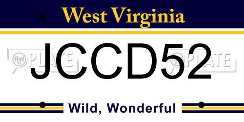 JCCD52 West Virginia License Plate