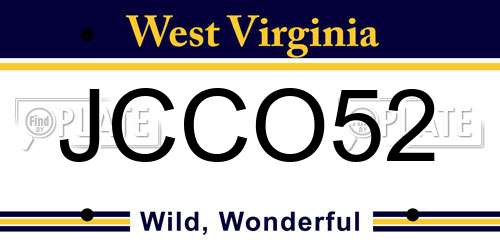 JCCO52 West Virginia License Plate