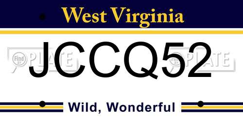 JCCQ52 West Virginia License Plate