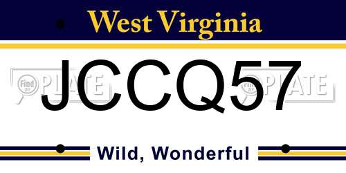 JCCQ57 West Virginia License Plate
