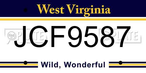 JCF9587 West Virginia License Plate