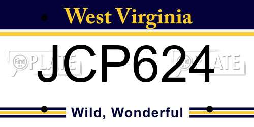JCP624 West Virginia License Plate