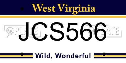 JCS566 West Virginia License Plate