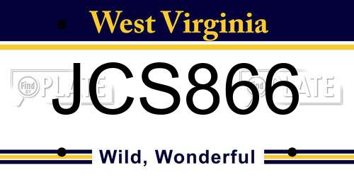 JCS866 West Virginia License Plate