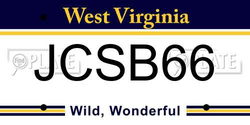 JCSB66 West Virginia License Plate