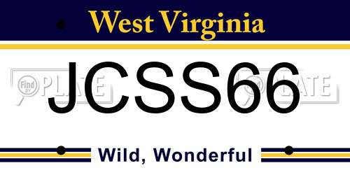 JCSS66 West Virginia License Plate