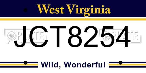 JCT8254 West Virginia License Plate