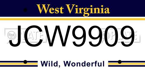JCW9909 West Virginia License Plate