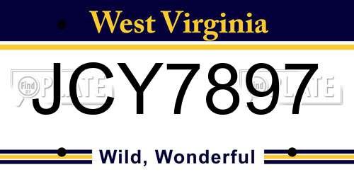 JCY7897 West Virginia License Plate
