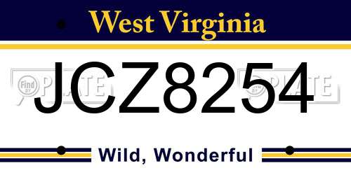 JCZ8254 West Virginia License Plate