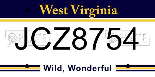 JCZ8754 West Virginia License Plate