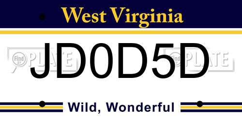 JD0D5D West Virginia License Plate