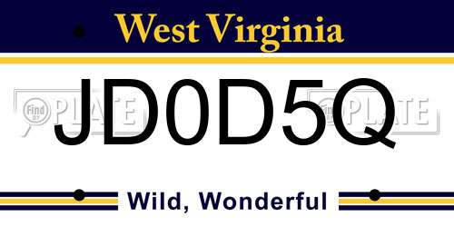 JD0D5Q West Virginia License Plate