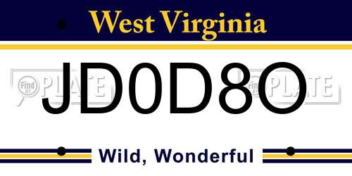 JD0D8O West Virginia License Plate