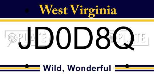 JD0D8Q West Virginia License Plate