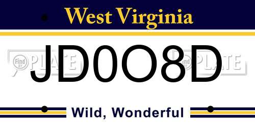 JD0O8D West Virginia License Plate