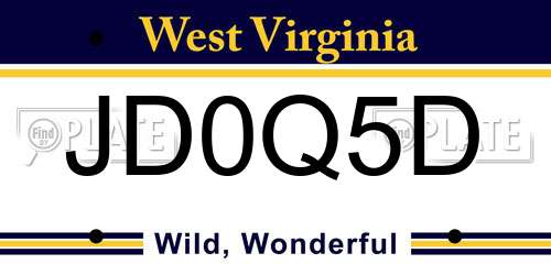 JD0Q5D West Virginia License Plate