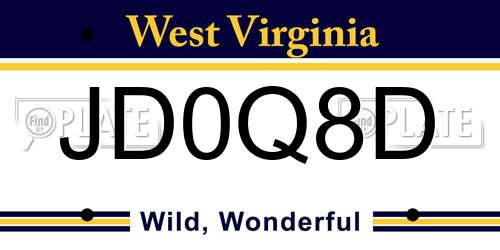 JD0Q8D West Virginia License Plate