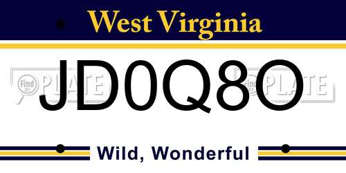 JD0Q8O West Virginia License Plate