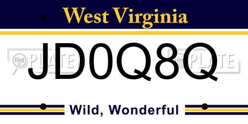 JD0Q8Q West Virginia License Plate